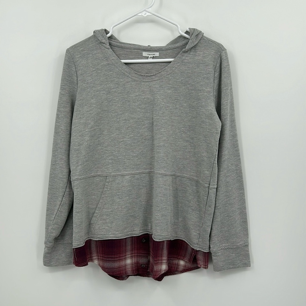 Maurices Layered Long Sleeve Hooded Shirt Women’s Size Small